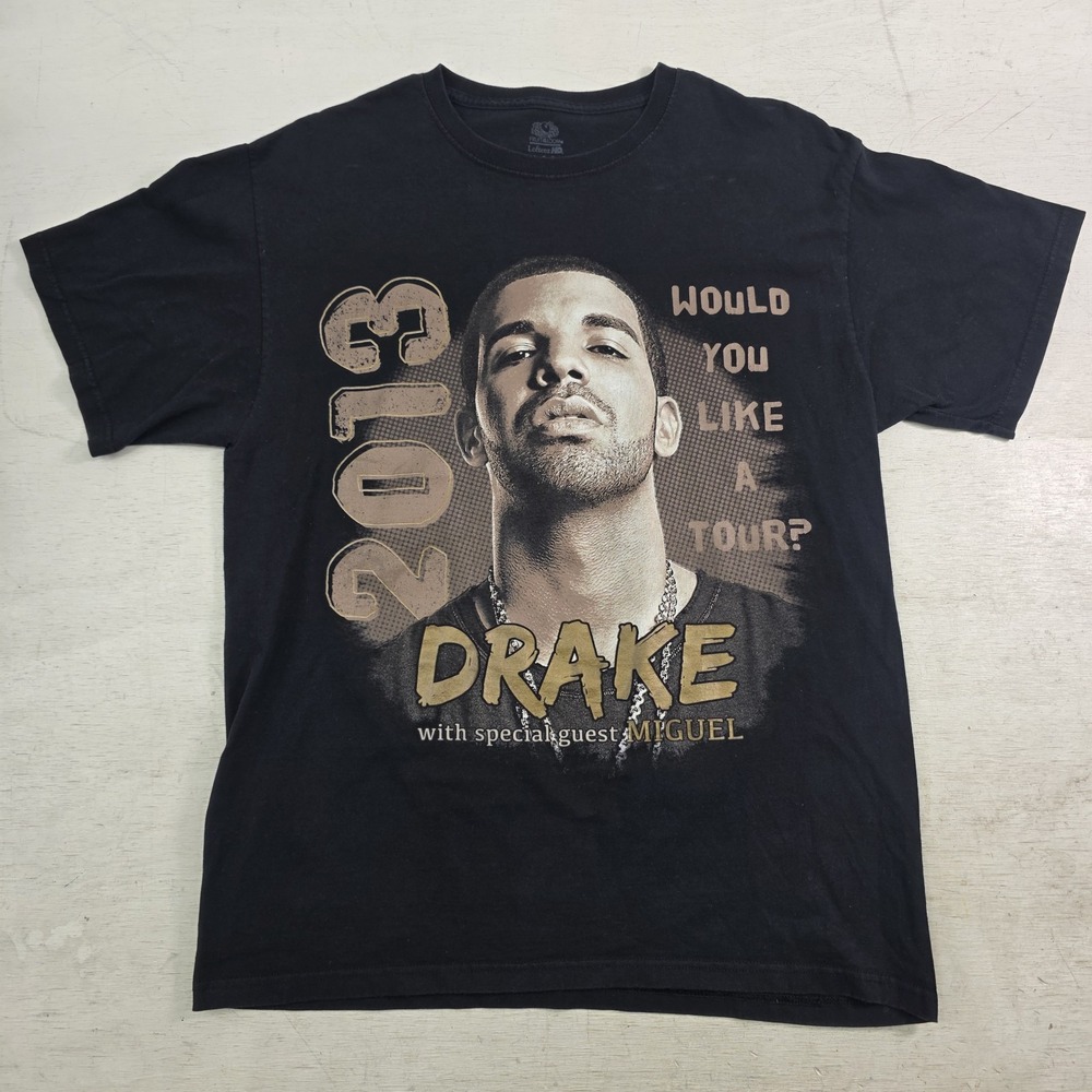 Drake 2013 "Would You Like A Tour?" Dates T-Shirt Tee W/ Miguel Men's Sz L VG+